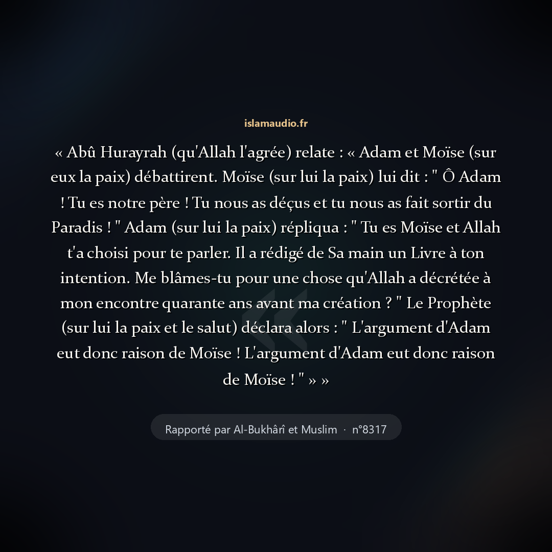 Aperçu du hadith
