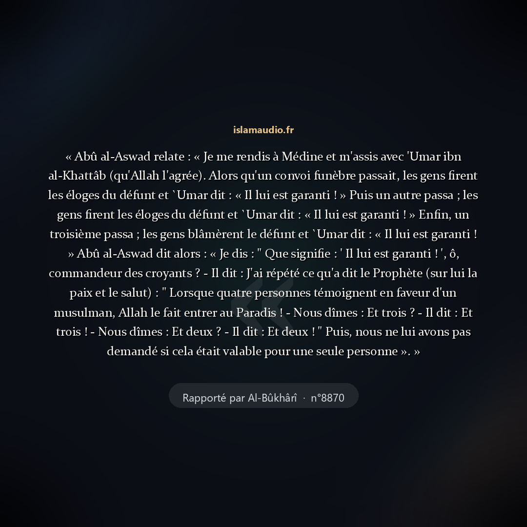 Aperçu du hadith