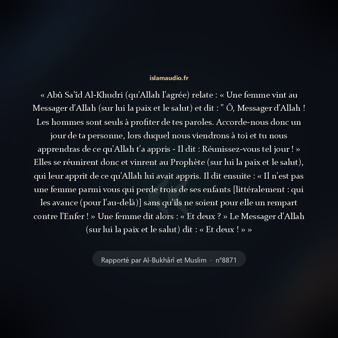 Aperçu du hadith
