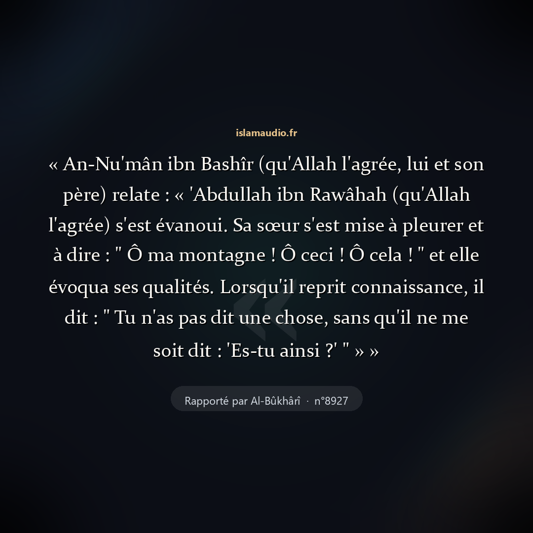 Aperçu du hadith